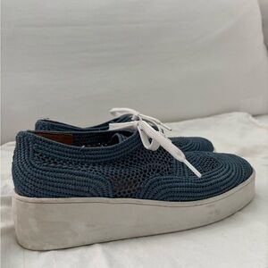 clergerie blue crochet platform sneakers